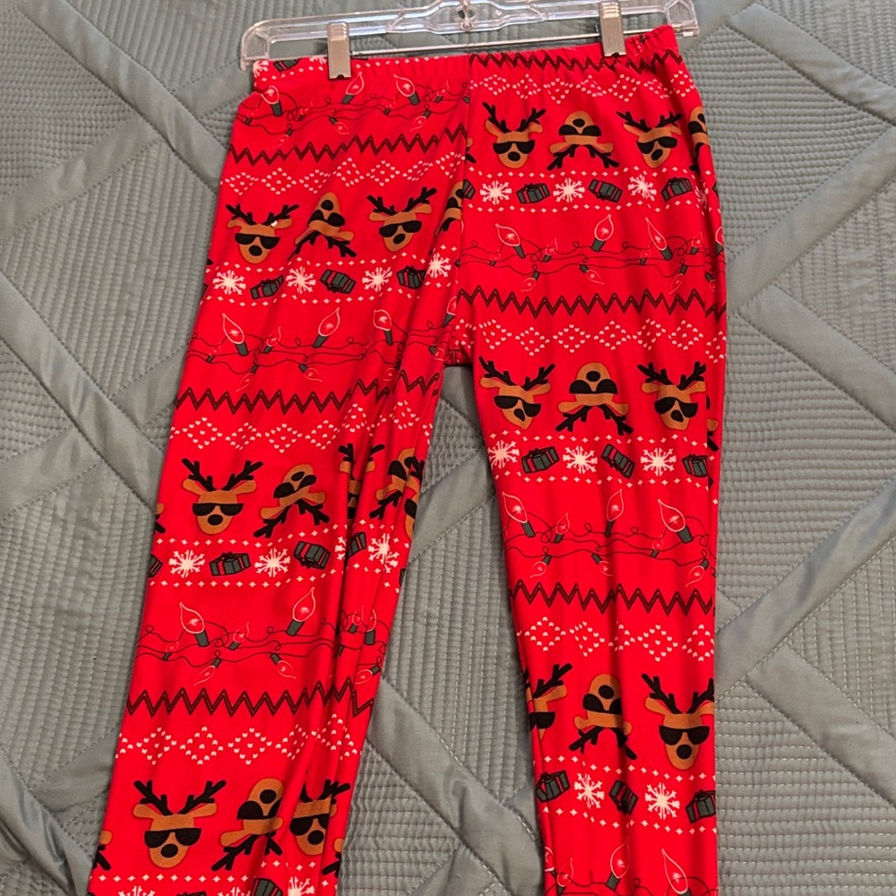 Festive Red Reindeer Pajama Pants